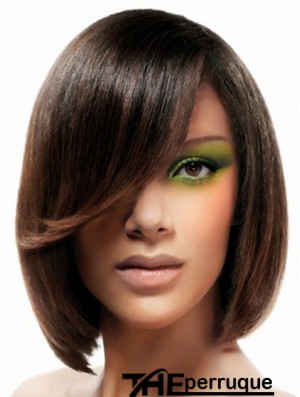 Perruques Bob No-Fuss Bob Droite Brun Longueur Dentelle
