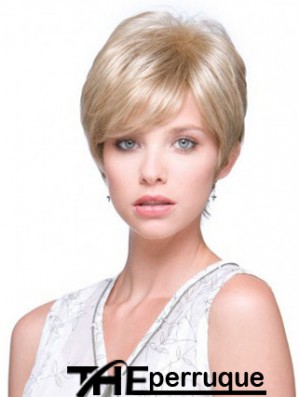 6 pouces en ligne droite Boycuts Blonde perruques courtes