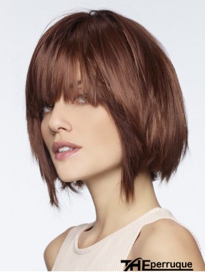 Perruque Bob à la mode avec longueur de menton droite Auburn 8  inchavant de dentelle
