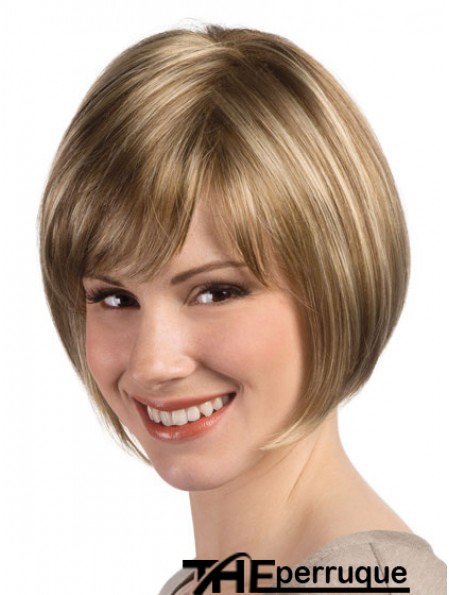 Perruque de coiffure Bob avec un style droit sans capuchon monofilament