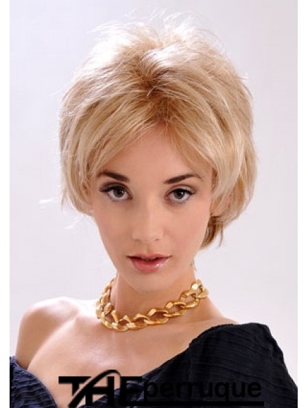 Perruques courtes blondes superposées droites de 9 po