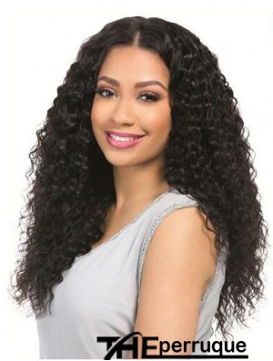 Bouclés Noir 18  inchSans Frange Perruques de Cheveux Humains Remy 360 Dentelle