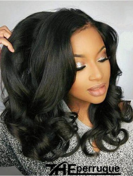 Cheveux naturels remy noirs ondulés 18  inchsans frange 360 perruques en dentelle