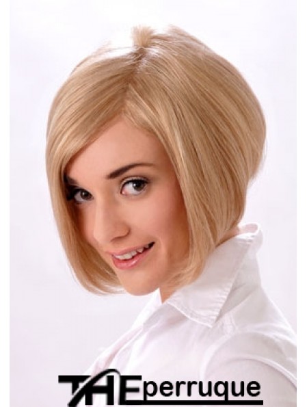 Perruques de Bob de style blond monofilament droit de longueur de menton