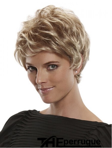 Boycuts courts et droits Flexibilité blonde 100% perruques nouées à la main