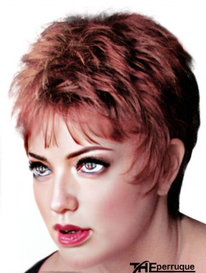 Boycuts Cropped Straight Red 4  inchFashion Monofilament Wigs