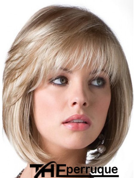 Perruque blonde de Bob avec le style droit de longueur de menton de frange