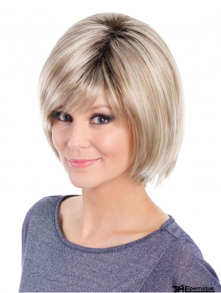 Pas cher Blonde Bob perruques longueur de menton de style droit avec capless