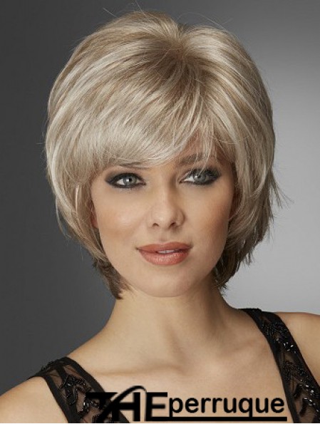 Ondulé longueur de menton Blonde 10 pouces monofilament exquis Bob perruques