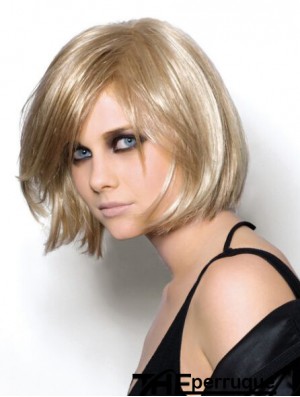 Perruques Bob à la mode, longueur de menton droit, blonde, 10 pouces, monofilament