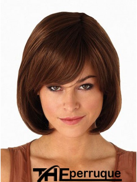 Capless menton longueur droite Auburn Bob moderne perruques