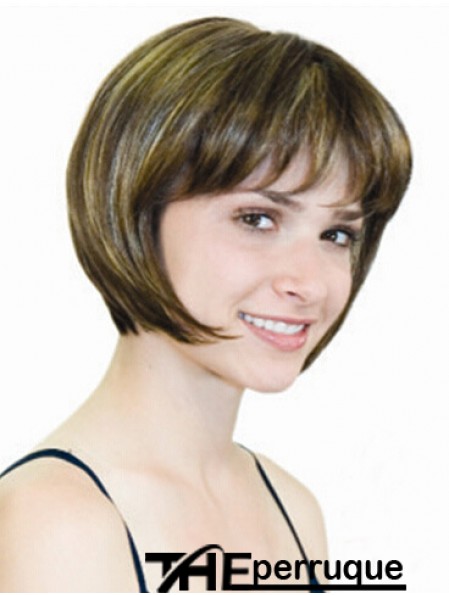 Perruques Bob pratiques de longueur de menton droit blonde 10 pouces monofilament