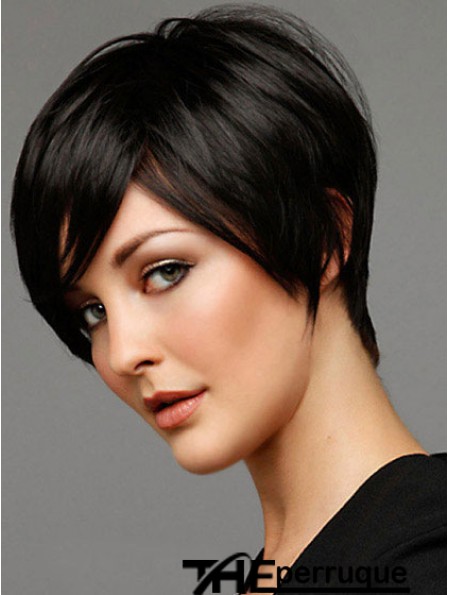 Perruque courte avec couleur noire sans capuchon coupe le style droit