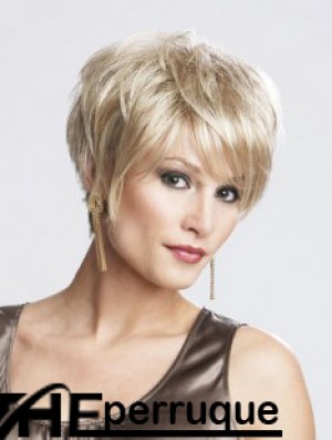 Perruques courtes blondes en couches droites impertinentes de 8 pouces