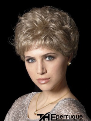 Perruques de cheveux avec des coupes synthétiques de longueur ondulée de style ondulé sans capuchon