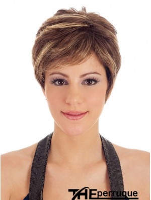 Boycuts Straight Brown Capless Trendy perruques courtes
