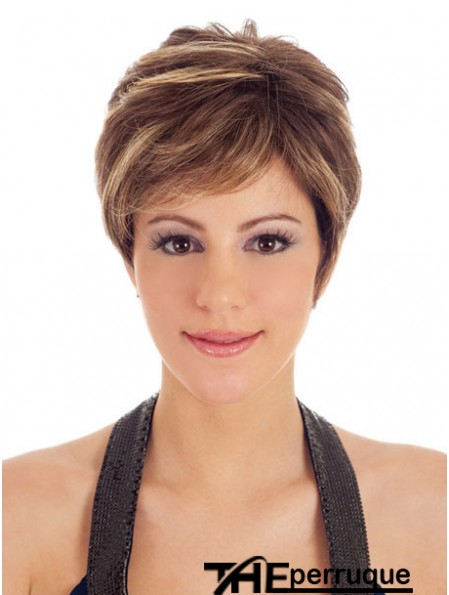 Boycuts Straight Brown Capless Trendy perruques courtes