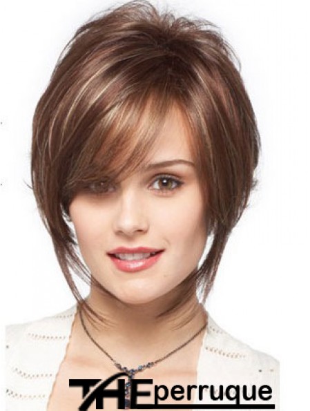 Bobs Wavy Brown capless conçu perruques courtes