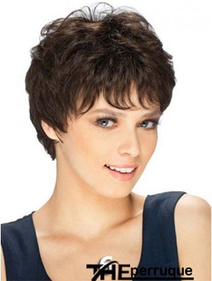 Boycuts Straight Brown capless perruques courtes durables