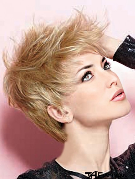 Boycuts droite blonde capless perruques courtes pratiques