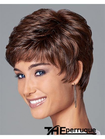 4 pouces Sassy Wavy Boycuts Auburn perruques courtes