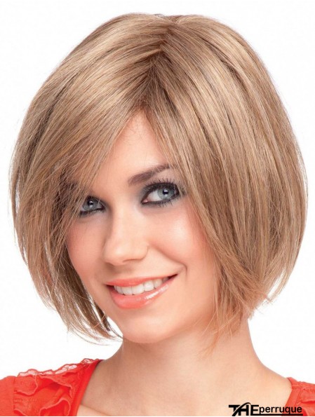Bobs perruque longueur de menton style droit couleur blonde avec capless