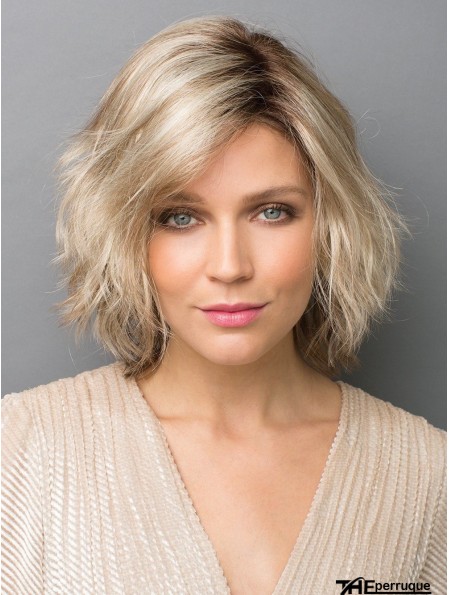Perruque blonde de 10 pouces de monofilament de longueur de menton pour le style classique de femmes