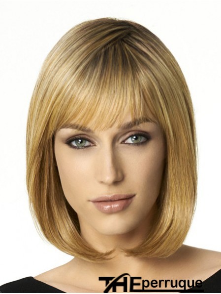 Longueur d'épaule Bobs 12 pouces droite blonde perruques moyennes