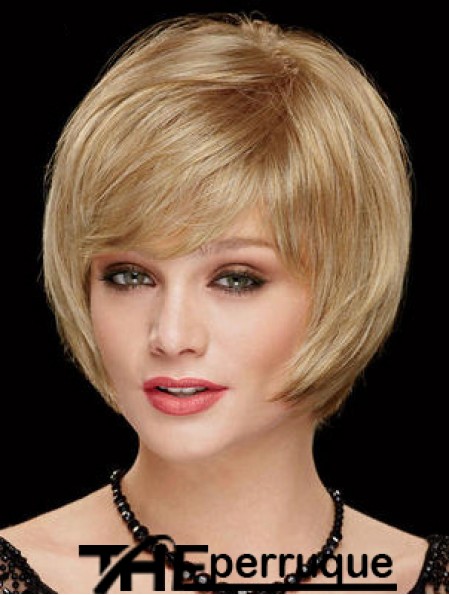 Longueur de menton Bobs 8 pouces droite blonde perruques moyennes