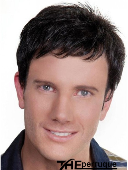 Perruques de cheveux humains remy courtes droites noires pour hommes noirs
