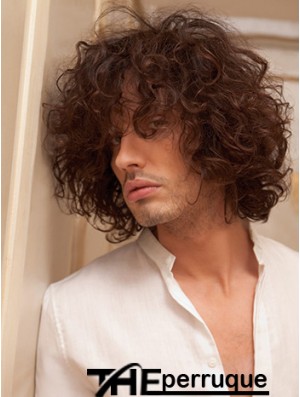 10  inchRemy Humain Court Auburn Curly Capless Hommes Perruques