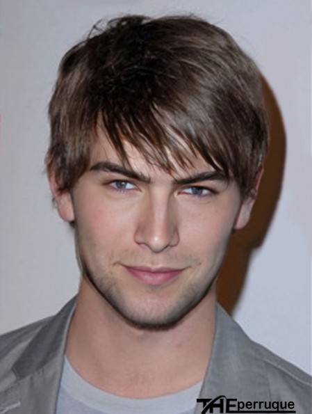 Perruques Remy Human Capless Straight Brown Straight pour homme