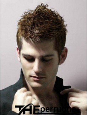 Straighr Brown Full Lace Remy Huamn Perruques sur mesure pour hommes