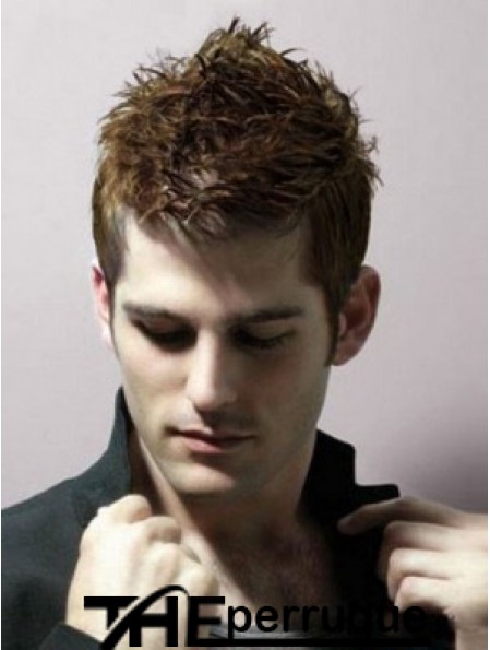 Straighr Brown Full Lace Remy Huamn Perruques sur mesure pour hommes