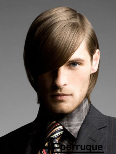 Perruque droite humaine remy de longueur de menton brun pour homme