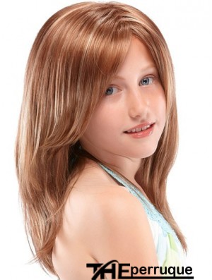 Perruques pour enfants 100% à la main, style droit, couleur Auburn, longue longueur