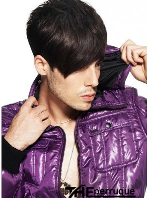 Perruques de cheveux humains droites capless courtes droites pour hommes