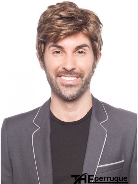 Brown 100% attaché à la main Remy perte de cheveux raides humains chez les hommes