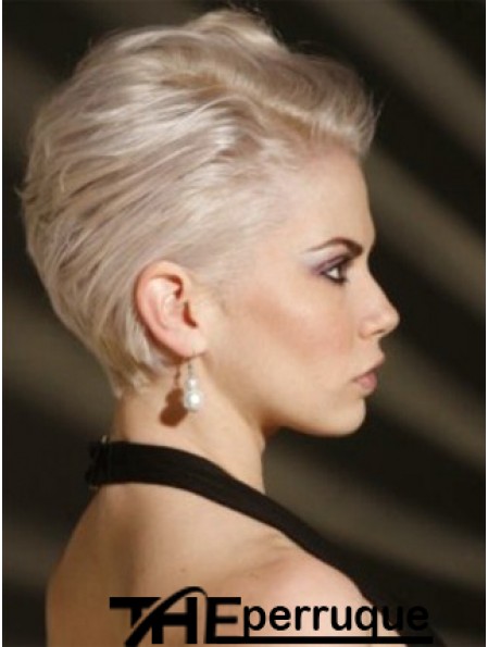 Capless Boycuts courte droite 8  inchPlatinum Blonde perruques de mode abordables