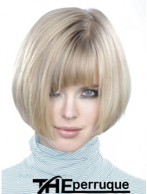 Monofilament Bobs court droit 10 pouces platine platine style blonde perruques de mode