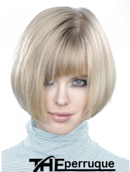 Monofilament Bobs court droit 10 pouces platine platine style blonde perruques de mode