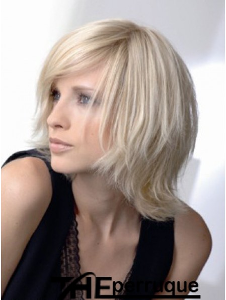 Perruque de mode incroyable en dentelle pleine de longueur de menton en couches ondulées 12 pouces blonde platine