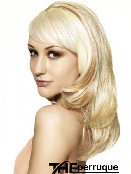 Blonde 16  inchOndulé Capless Synthétique Longue 3/4 Perruques Pas Cher