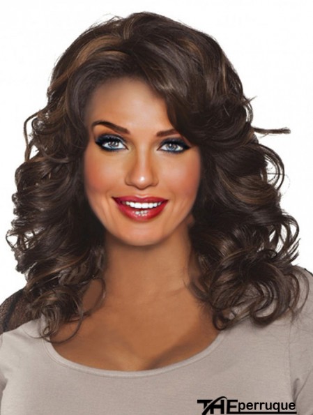 Cheveux bouclés indiens remy brun longs nouveaux 3/4 perruques