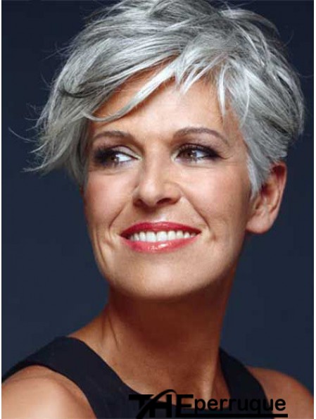 Perruques au Royaume-Uni avec coupe courte sans coupe droite de style gris