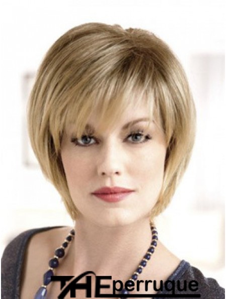Lace Front Straight Layered Short 8 pouces Top Perruques de cheveux humains