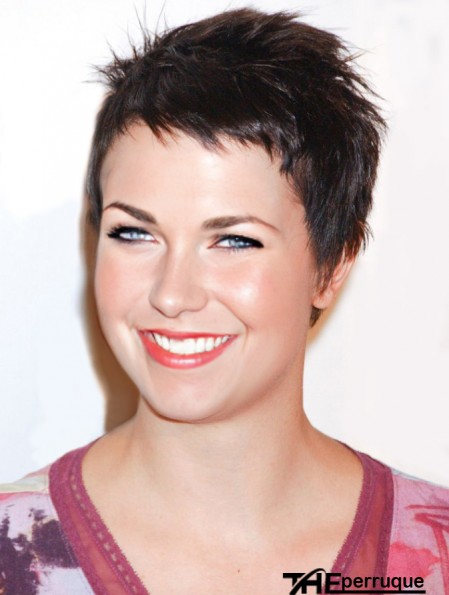 Trendy Auburn Short Straight Boycuts 8 pouces Perruques de cheveux humains
