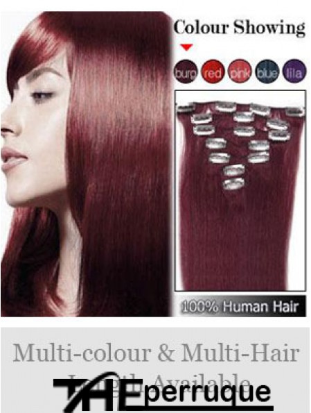 Pince à cheveux lisse rouge lisse Remy dans les extensions de cheveux