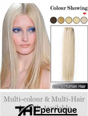 Extensions de trame exquises blondes droites remy cheveux humains