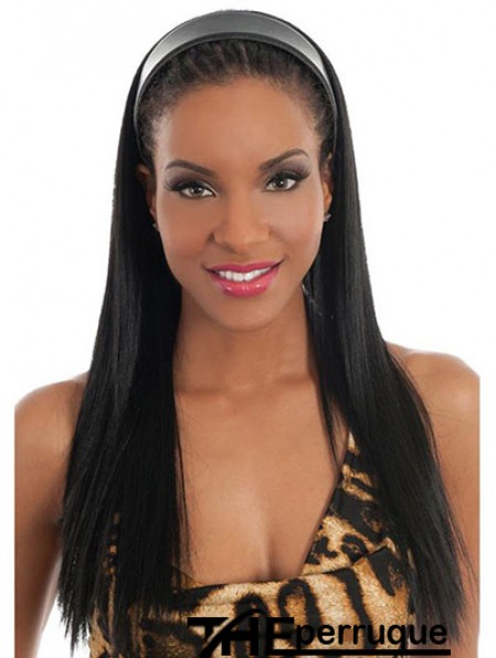 Chutes de cheveux raides synthétiques noires No-Fuss